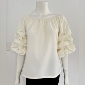 CeCe Elegant Cream Puff-Sleeve Women's Top